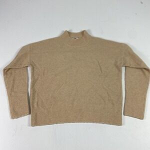 Magaschoni Sweater Womens Medium Beige Mock Neck Long‎ Sleeve Pullover Knit